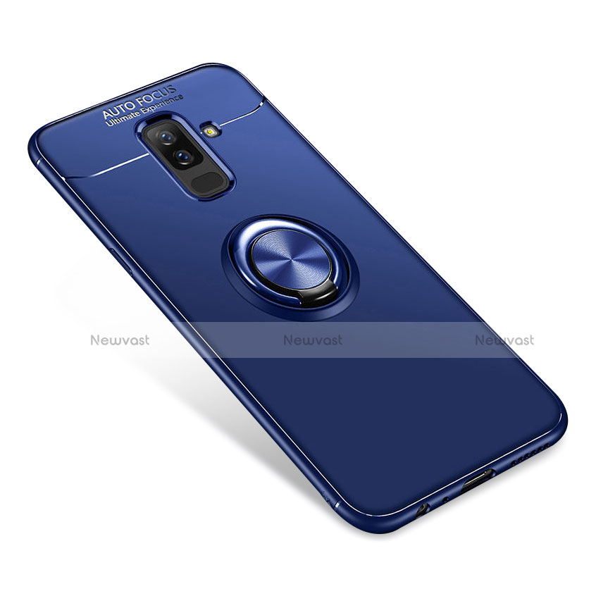 Ultra-thin Silicone Gel Soft Case Cover with Finger Ring Stand for Samsung Galaxy A6 Plus (2018) Blue