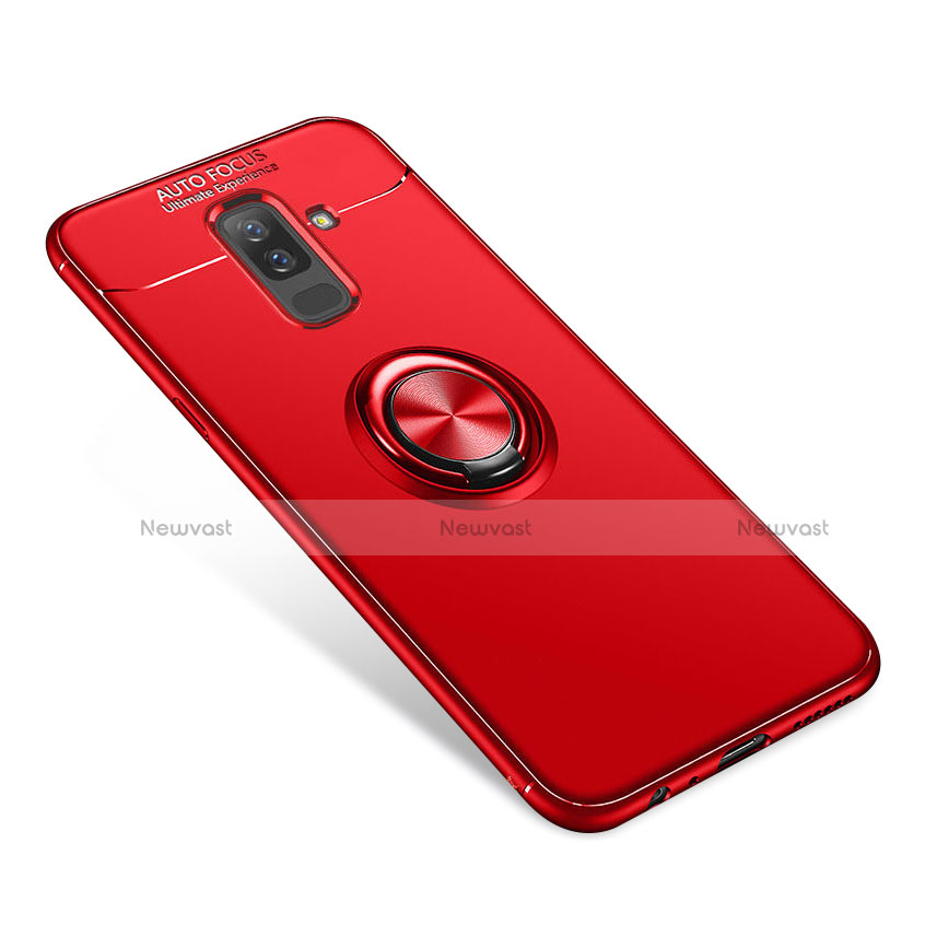 Ultra-thin Silicone Gel Soft Case Cover with Finger Ring Stand for Samsung Galaxy A6 Plus (2018) Red