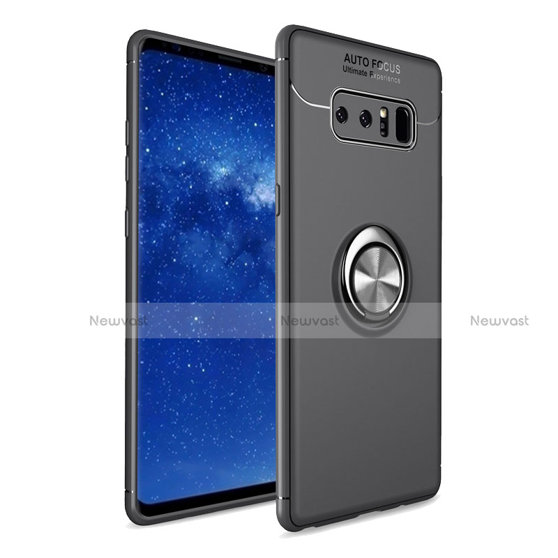 Ultra-thin Silicone Gel Soft Case Cover with Finger Ring Stand for Samsung Galaxy Note 8 Black