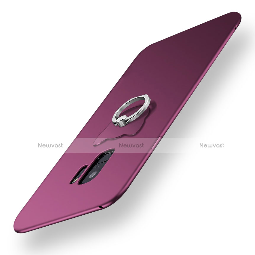 Ultra-thin Silicone Gel Soft Case Cover with Finger Ring Stand for Samsung Galaxy S9 Purple