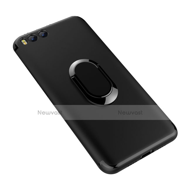 Ultra-thin Silicone Gel Soft Case Cover with Finger Ring Stand for Xiaomi Mi 6 Black