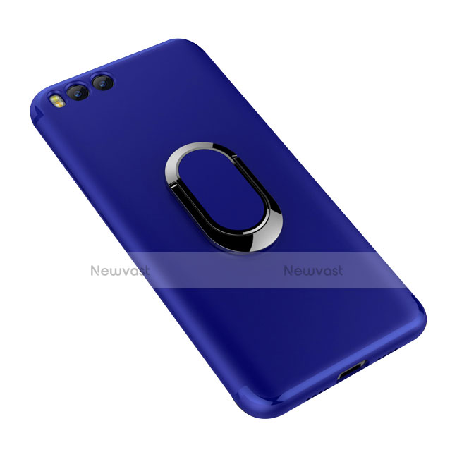 Ultra-thin Silicone Gel Soft Case Cover with Finger Ring Stand for Xiaomi Mi 6 Blue