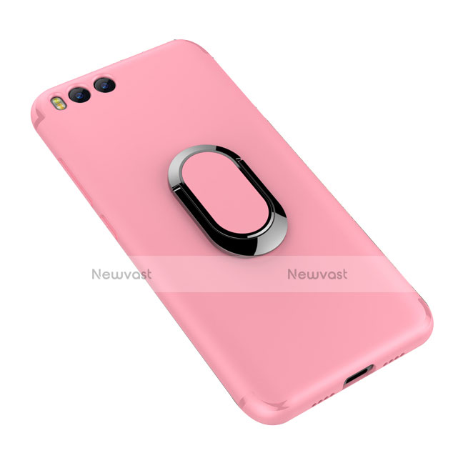 Ultra-thin Silicone Gel Soft Case Cover with Finger Ring Stand for Xiaomi Mi 6 Pink