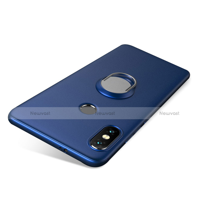 Ultra-thin Silicone Gel Soft Case Cover with Finger Ring Stand for Xiaomi Redmi Note 5 AI Dual Camera Blue