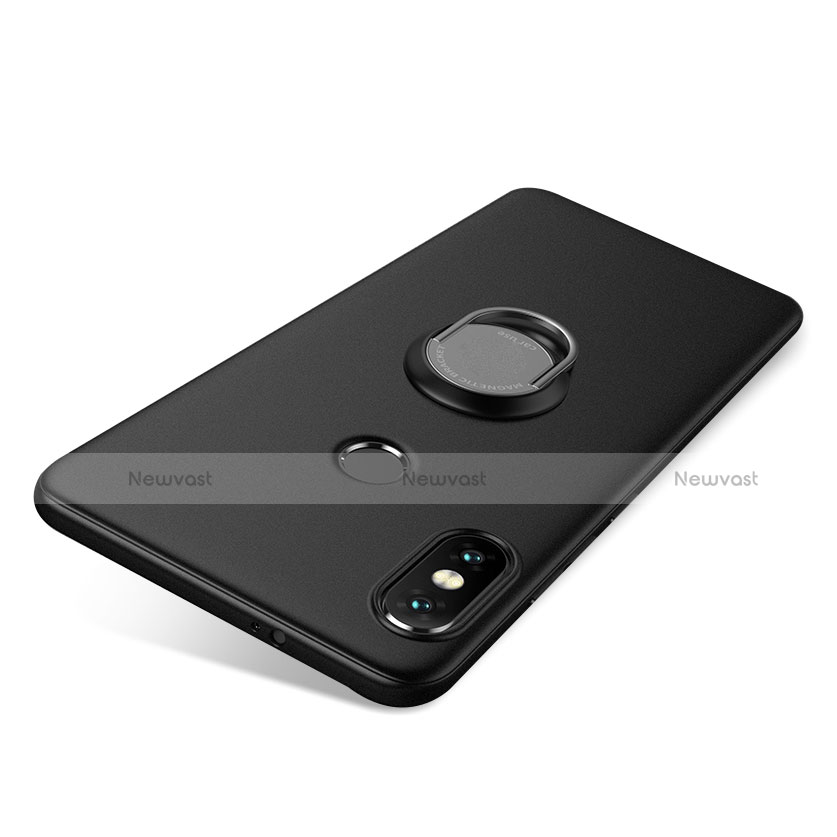 Ultra-thin Silicone Gel Soft Case Cover with Finger Ring Stand for Xiaomi Redmi Note 5 Black