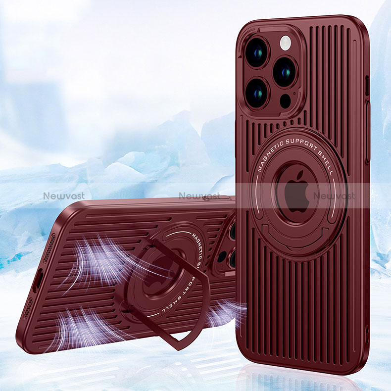 Ultra-thin Silicone Gel Soft Case Cover with Mag-Safe Magnetic AC1 for Apple iPhone 14 Pro Max Red