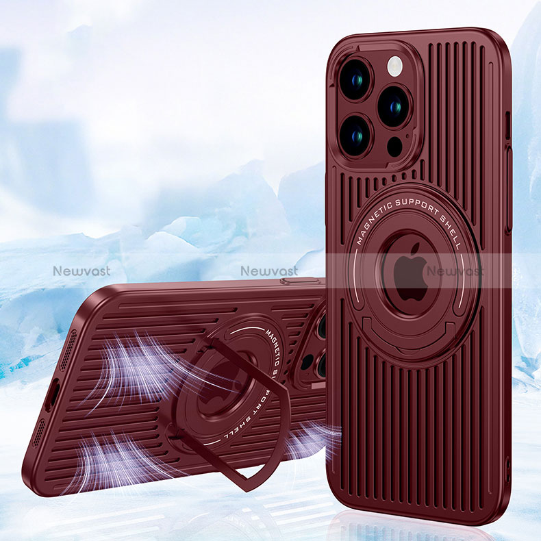 Ultra-thin Silicone Gel Soft Case Cover with Mag-Safe Magnetic AC1 for Apple iPhone 14 Pro Max Red