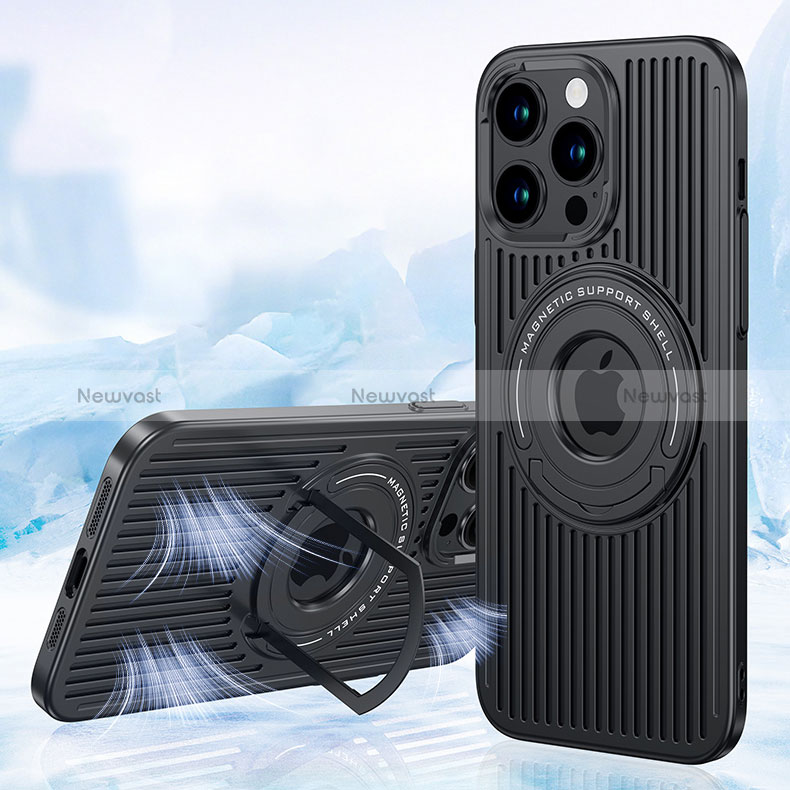 Ultra-thin Silicone Gel Soft Case Cover with Mag-Safe Magnetic AC1 for Apple iPhone 15 Pro Black