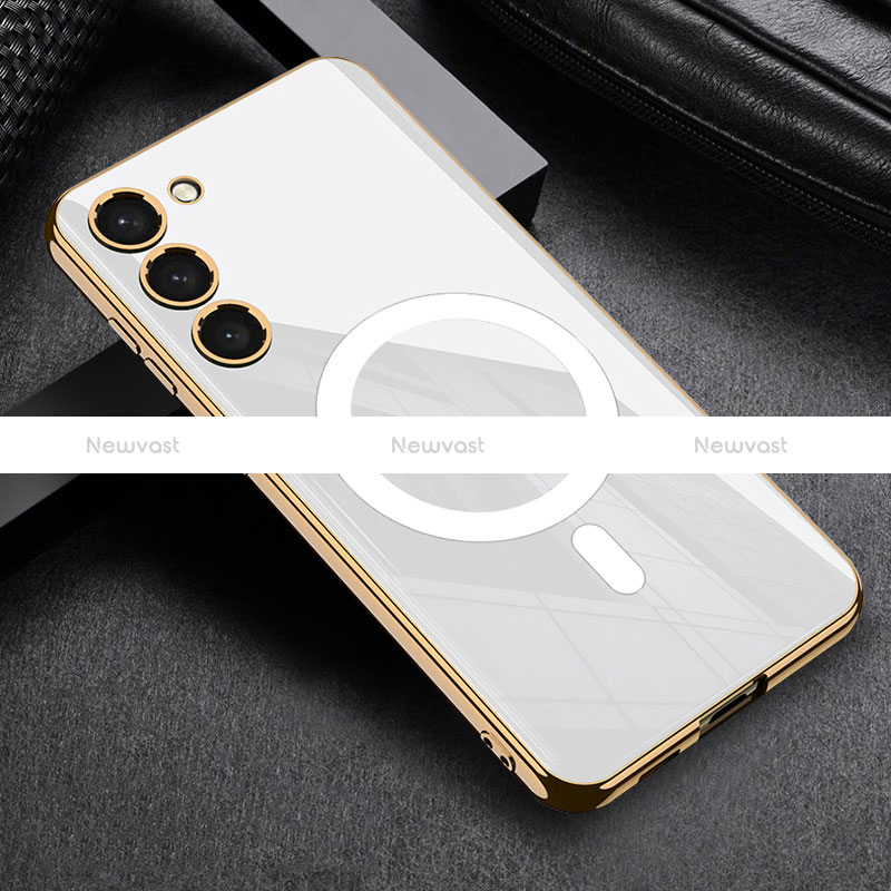 Ultra-thin Silicone Gel Soft Case Cover with Mag-Safe Magnetic AC1 for Samsung Galaxy S21 Plus 5G White