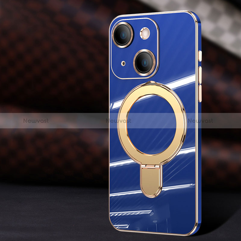 Ultra-thin Silicone Gel Soft Case Cover with Mag-Safe Magnetic C01 for Apple iPhone 14 Plus Blue