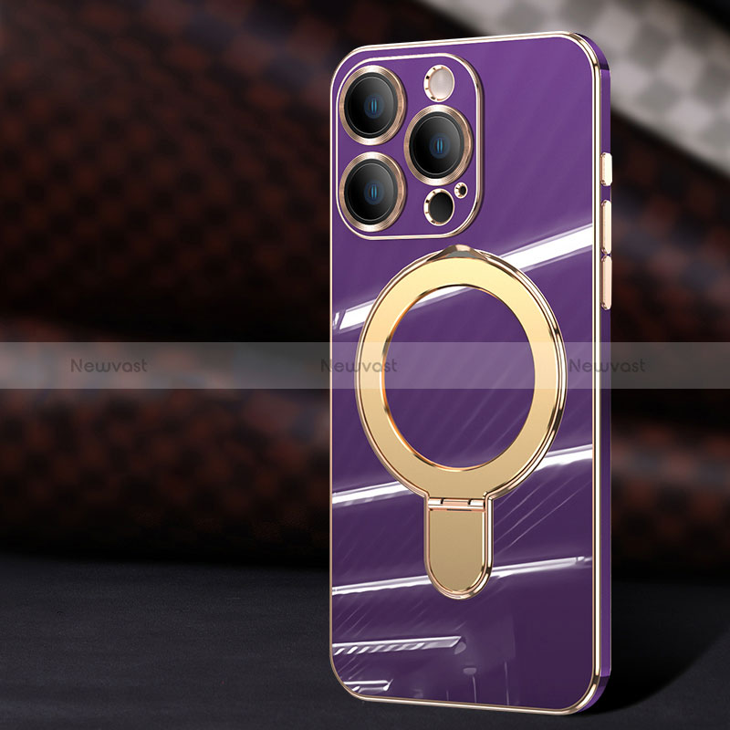 Ultra-thin Silicone Gel Soft Case Cover with Mag-Safe Magnetic C01 for Apple iPhone 14 Pro Max Purple