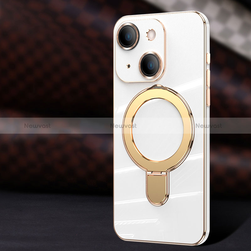 Ultra-thin Silicone Gel Soft Case Cover with Mag-Safe Magnetic C01 for Apple iPhone 14 White