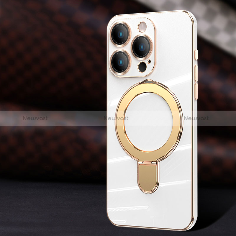 Ultra-thin Silicone Gel Soft Case Cover with Mag-Safe Magnetic C01 for Apple iPhone 15 Pro White