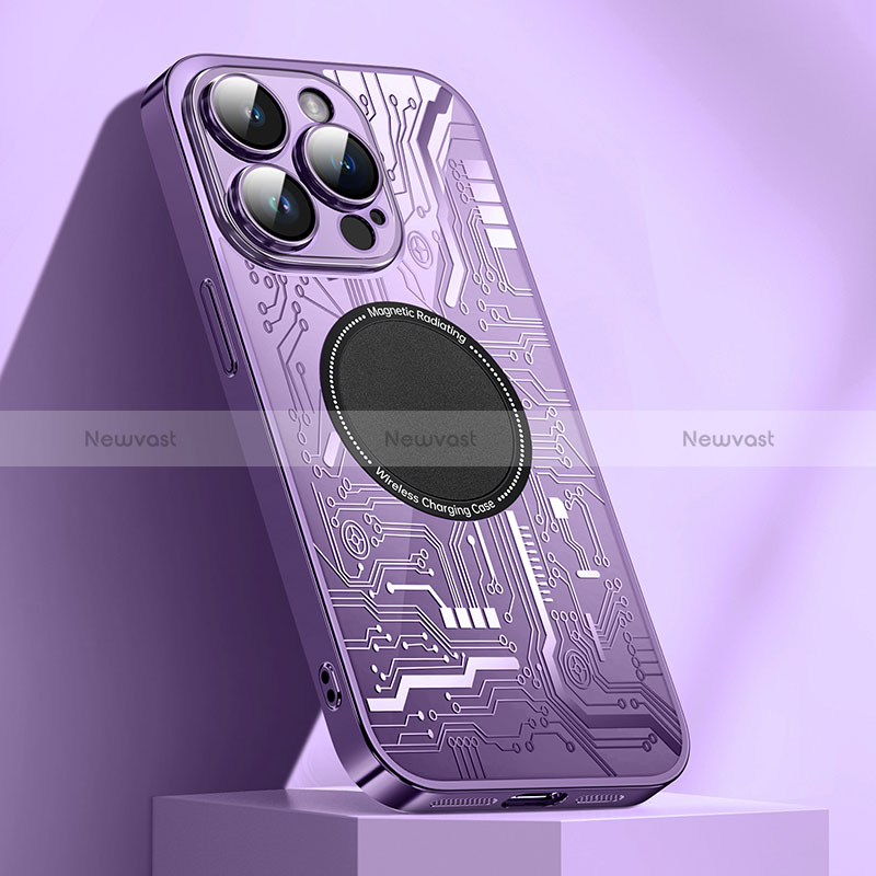 Ultra-thin Silicone Gel Soft Case Cover with Mag-Safe Magnetic ZL1 for Apple iPhone 15 Pro Max Purple