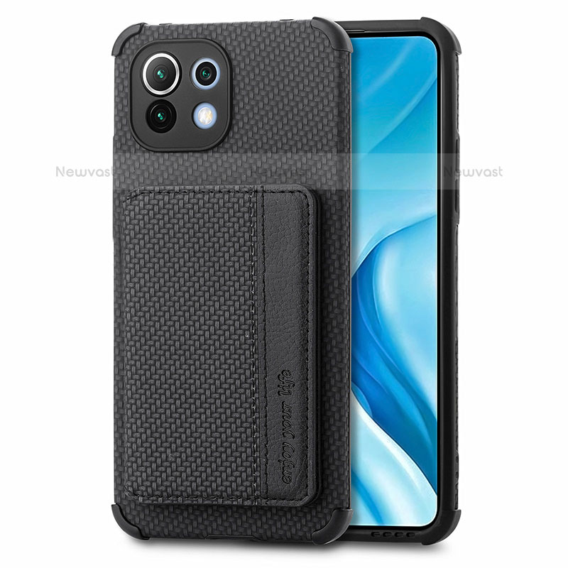 Ultra-thin Silicone Gel Soft Case Cover with Magnetic A04 for Xiaomi Mi 11 Lite 4G Black