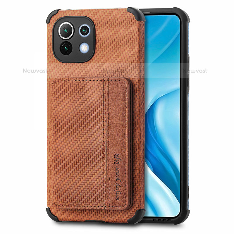 Ultra-thin Silicone Gel Soft Case Cover with Magnetic A04 for Xiaomi Mi 11 Lite 5G Brown