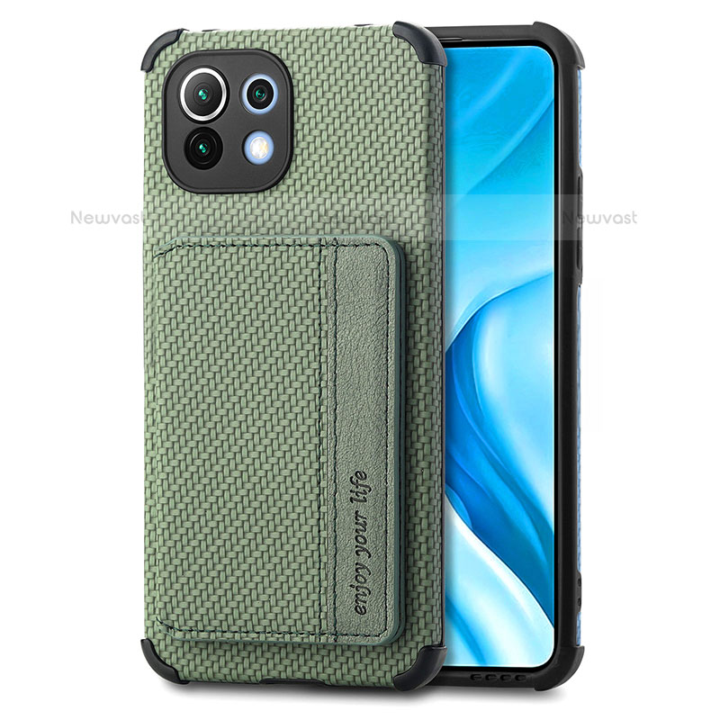 Ultra-thin Silicone Gel Soft Case Cover with Magnetic A04 for Xiaomi Mi 11 Lite 5G Green