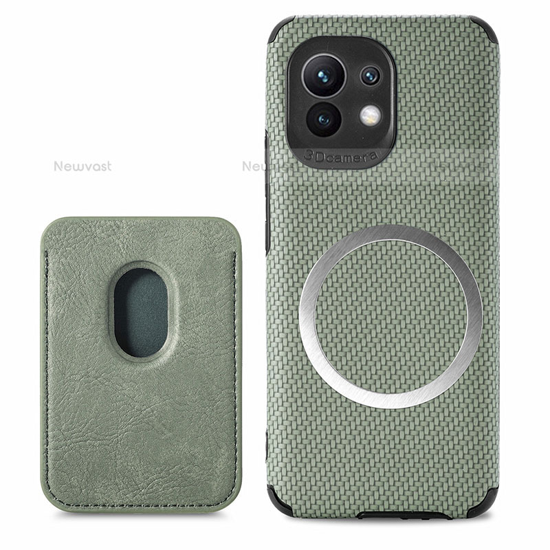 Ultra-thin Silicone Gel Soft Case Cover with Magnetic A05 for Xiaomi Mi 11 5G Green