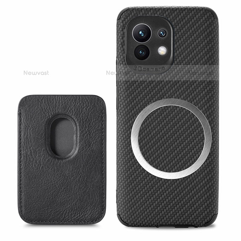 Ultra-thin Silicone Gel Soft Case Cover with Magnetic A05 for Xiaomi Mi 11 Lite 4G Black