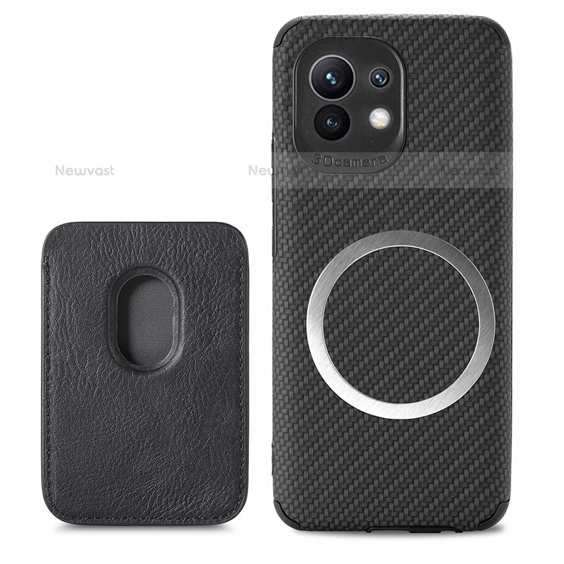 Ultra-thin Silicone Gel Soft Case Cover with Magnetic A05 for Xiaomi Mi 11 Lite 5G Black