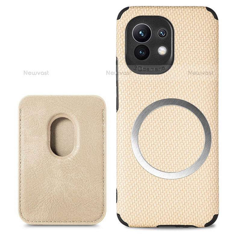 Ultra-thin Silicone Gel Soft Case Cover with Magnetic A05 for Xiaomi Mi 11 Lite 5G Gold