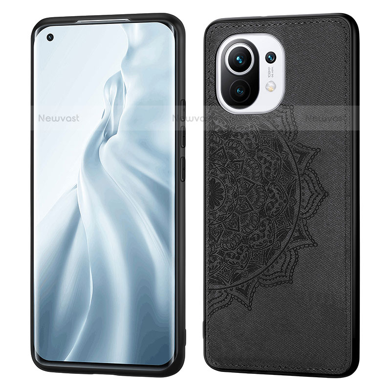 Ultra-thin Silicone Gel Soft Case Cover with Magnetic A07 for Xiaomi Mi 11 Lite 5G NE Black