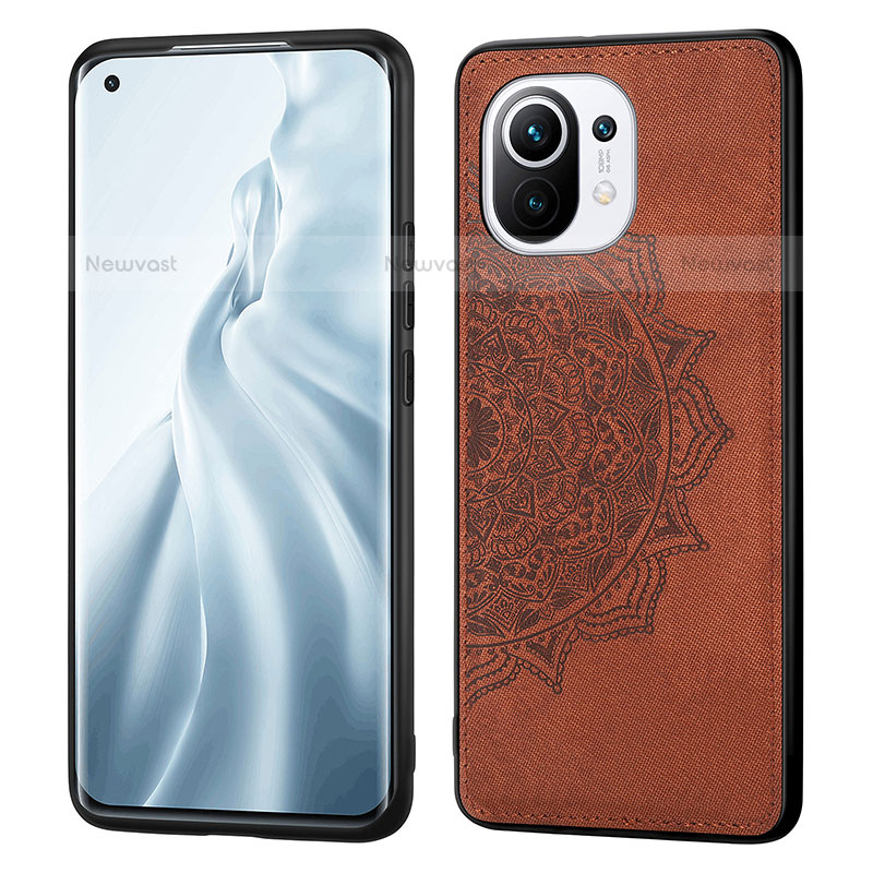 Ultra-thin Silicone Gel Soft Case Cover with Magnetic A07 for Xiaomi Mi 11 Lite 5G NE Brown