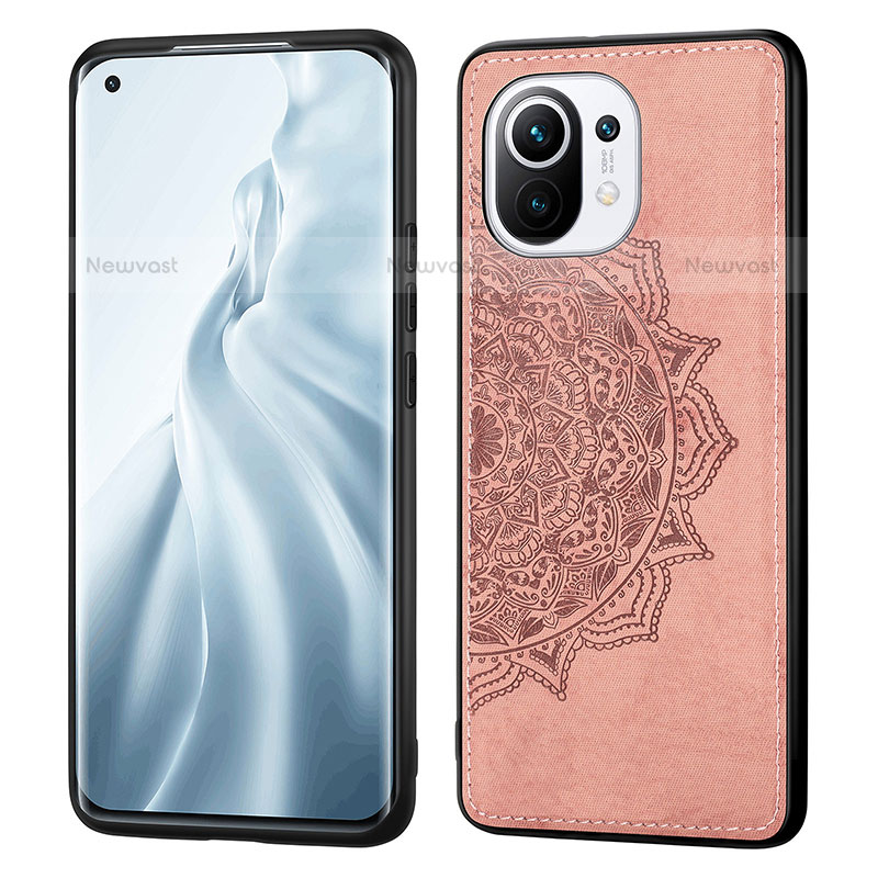 Ultra-thin Silicone Gel Soft Case Cover with Magnetic A07 for Xiaomi Mi 11 Lite 5G NE Pink