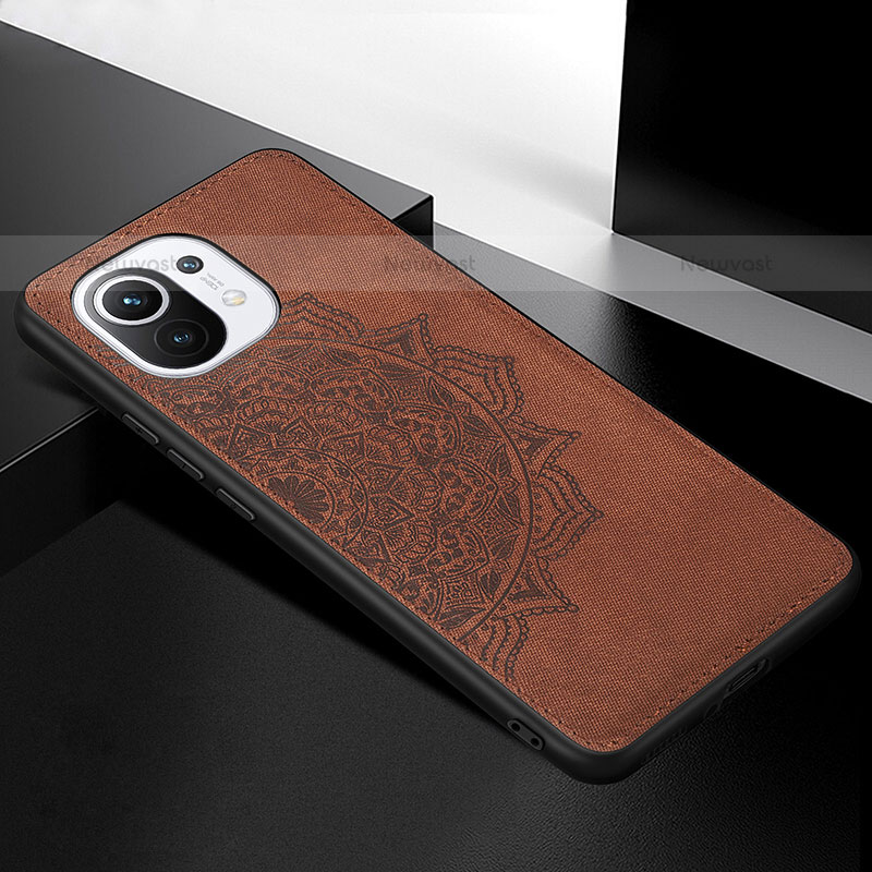 Ultra-thin Silicone Gel Soft Case Cover with Magnetic A08 for Xiaomi Mi 11 5G Brown