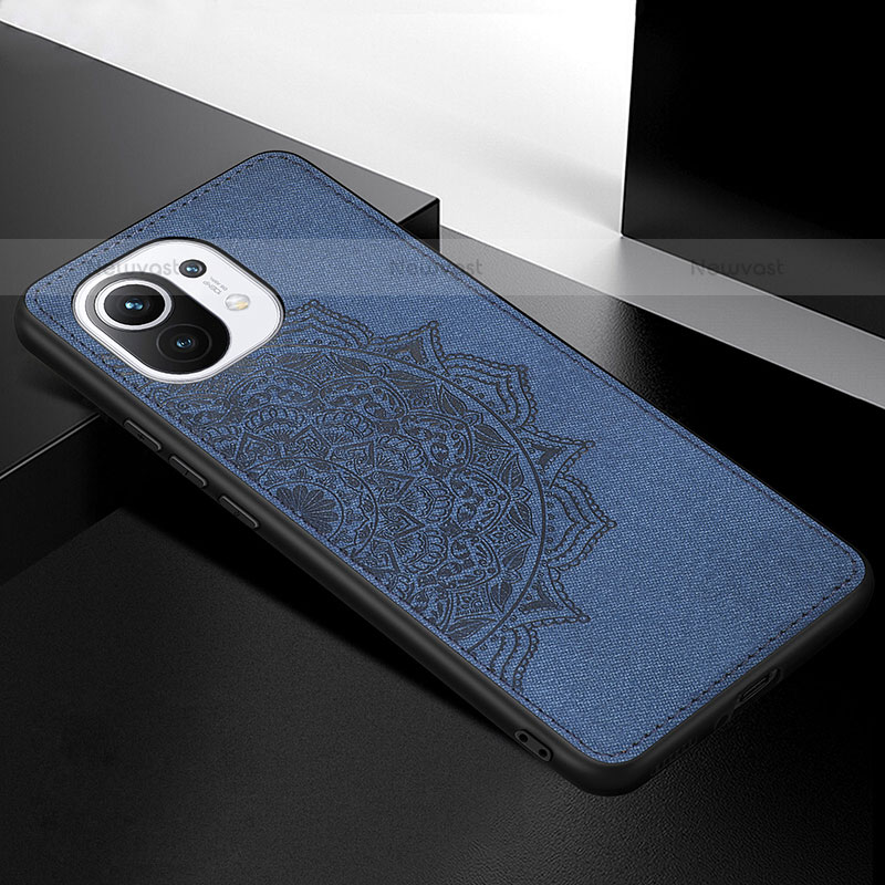 Ultra-thin Silicone Gel Soft Case Cover with Magnetic A08 for Xiaomi Mi 11 Lite 4G Blue