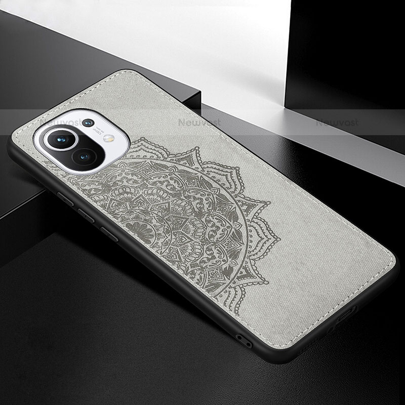 Ultra-thin Silicone Gel Soft Case Cover with Magnetic A08 for Xiaomi Mi 11 Lite 4G Gray