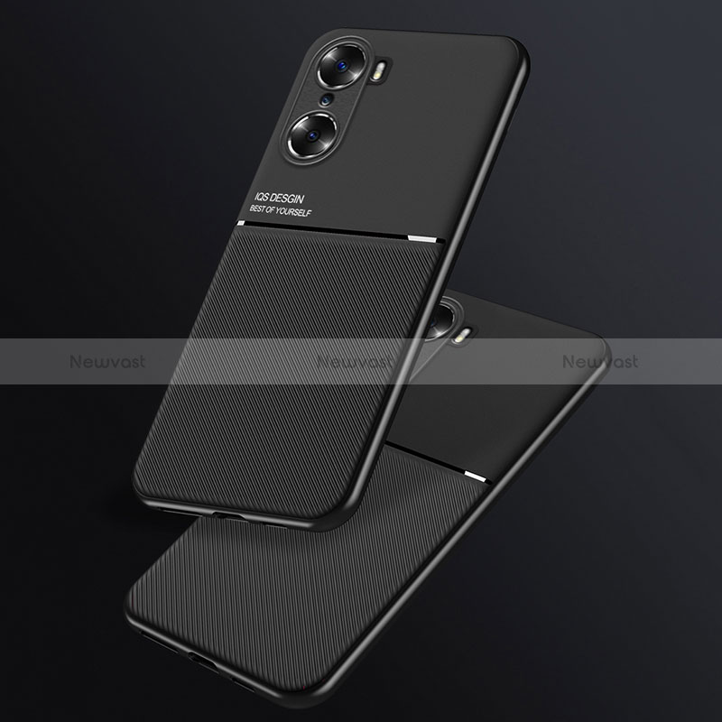 Ultra-thin Silicone Gel Soft Case Cover with Magnetic D01 for Huawei Honor 60 Pro 5G Black