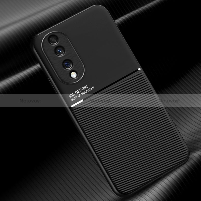 Ultra-thin Silicone Gel Soft Case Cover with Magnetic D01 for Huawei Honor 70 5G Black