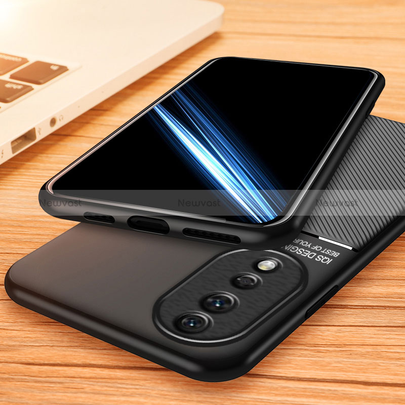 Ultra-thin Silicone Gel Soft Case Cover with Magnetic D01 for Huawei Honor 80 5G Black