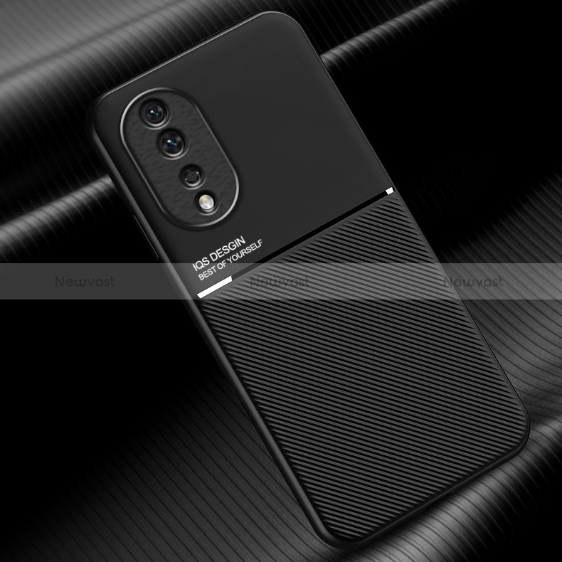 Ultra-thin Silicone Gel Soft Case Cover with Magnetic D01 for Huawei Honor 80 5G Black