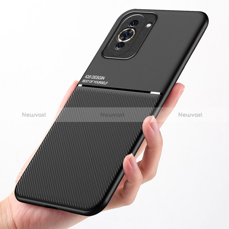 Ultra-thin Silicone Gel Soft Case Cover with Magnetic D01 for Huawei Nova 10 Black