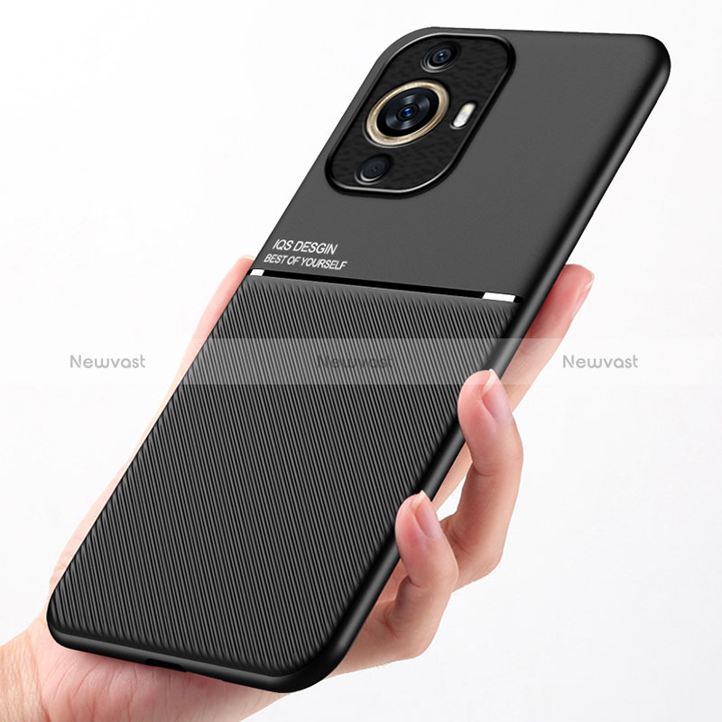 Ultra-thin Silicone Gel Soft Case Cover with Magnetic D01 for Huawei Nova 11 Black