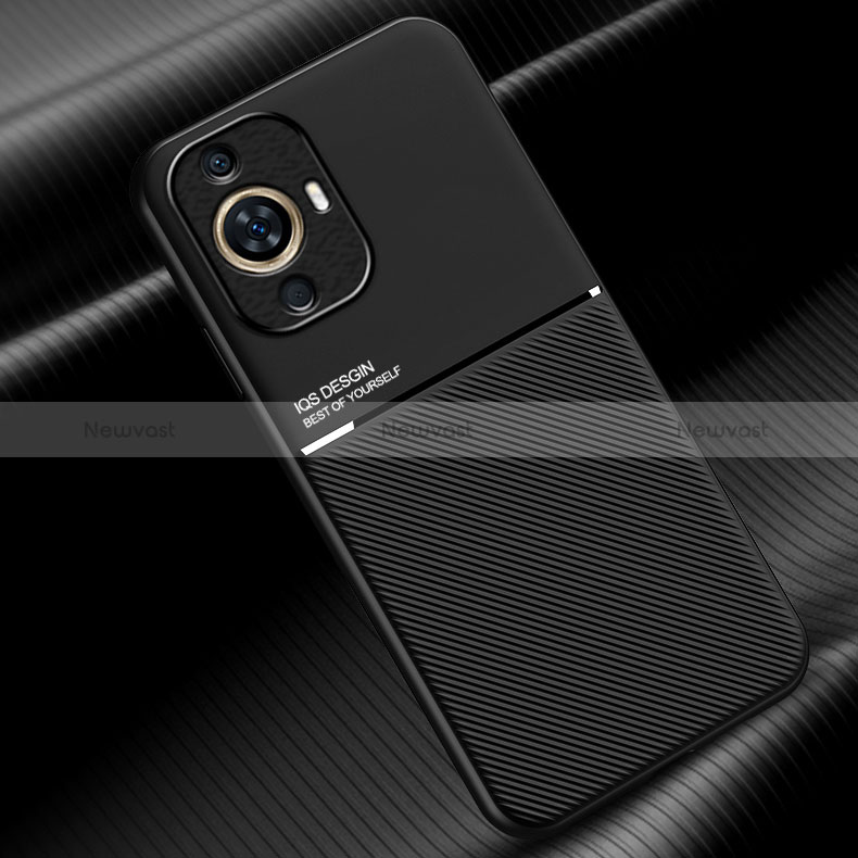 Ultra-thin Silicone Gel Soft Case Cover with Magnetic D01 for Huawei Nova 11 Black