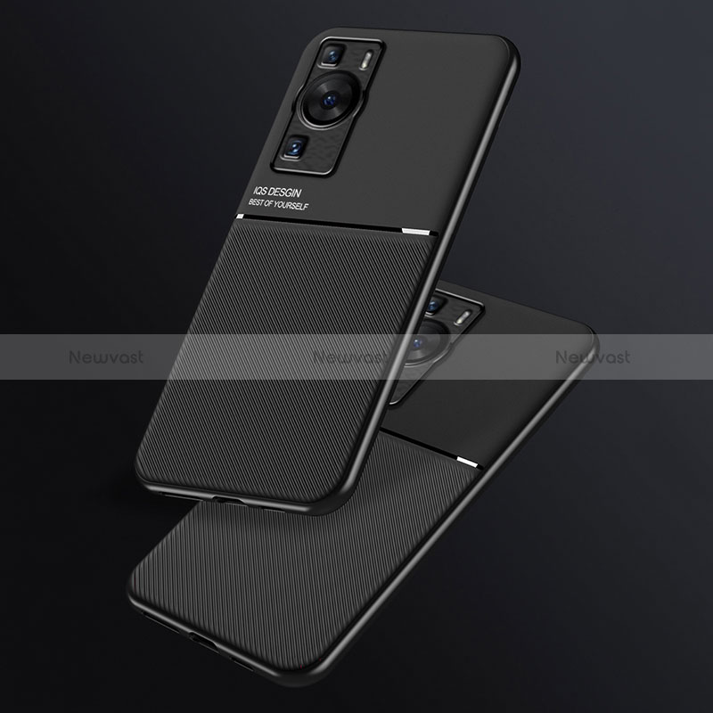 Ultra-thin Silicone Gel Soft Case Cover with Magnetic D01 for Huawei P60 Pro Black