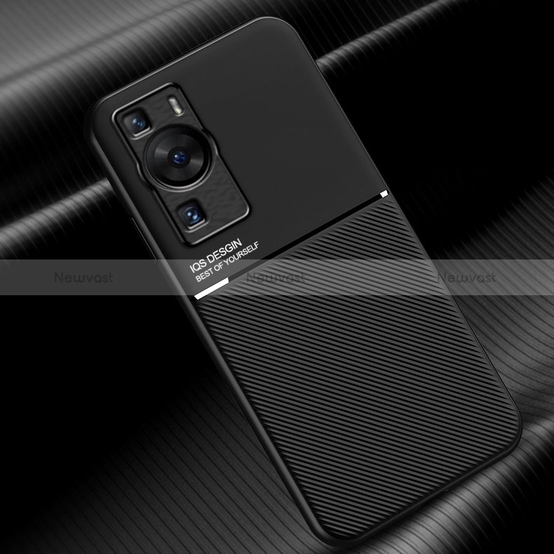 Ultra-thin Silicone Gel Soft Case Cover with Magnetic D01 for Huawei P60 Pro Black