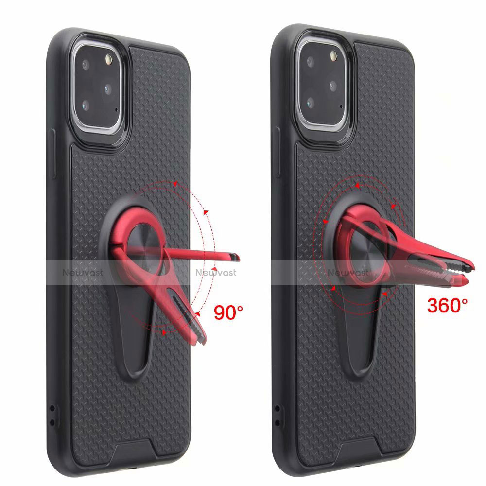 Ultra-thin Silicone Gel Soft Case Cover with Magnetic Finger Ring Stand A01 for Apple iPhone 11 Pro Max