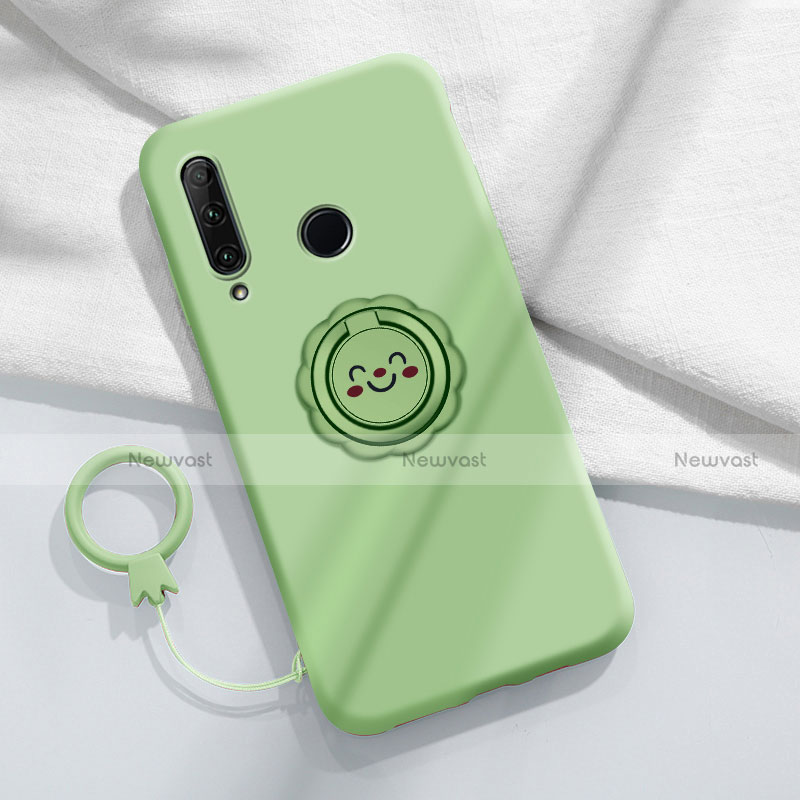 Ultra-thin Silicone Gel Soft Case Cover with Magnetic Finger Ring Stand A01 for Huawei Enjoy 10 Plus