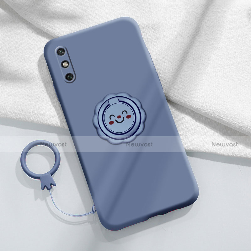 Ultra-thin Silicone Gel Soft Case Cover with Magnetic Finger Ring Stand A01 for Huawei Enjoy 10e