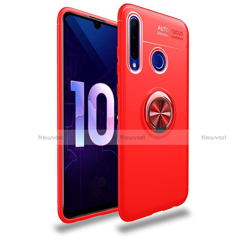 Ultra-thin Silicone Gel Soft Case Cover with Magnetic Finger Ring Stand A01 for Huawei Honor 20E Red