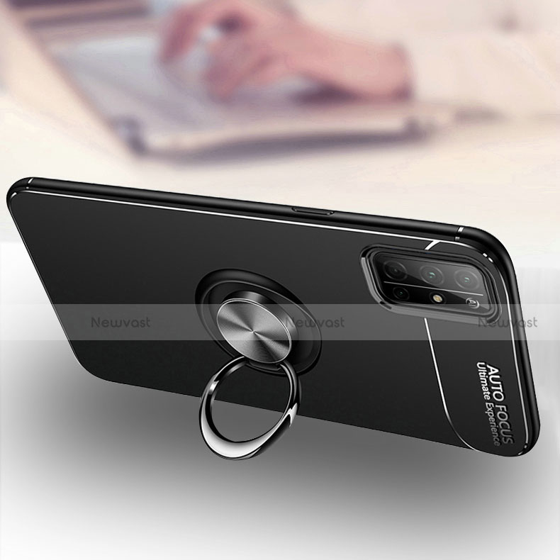 Ultra-thin Silicone Gel Soft Case Cover with Magnetic Finger Ring Stand A01 for Huawei Honor 30S