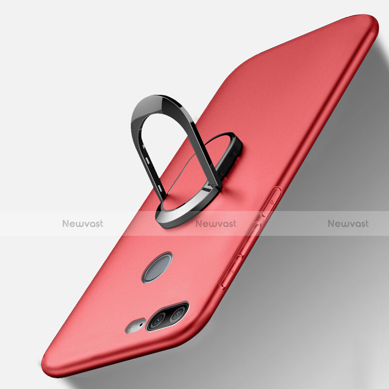 Ultra-thin Silicone Gel Soft Case Cover with Magnetic Finger Ring Stand A01 for Huawei Honor 9 Lite Red