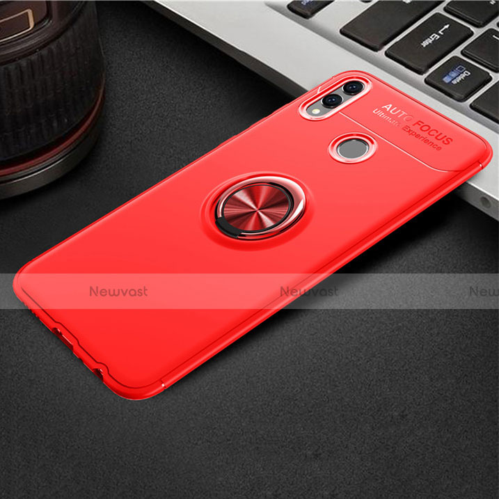 Ultra-thin Silicone Gel Soft Case Cover with Magnetic Finger Ring Stand A01 for Huawei Honor V10 Lite Red