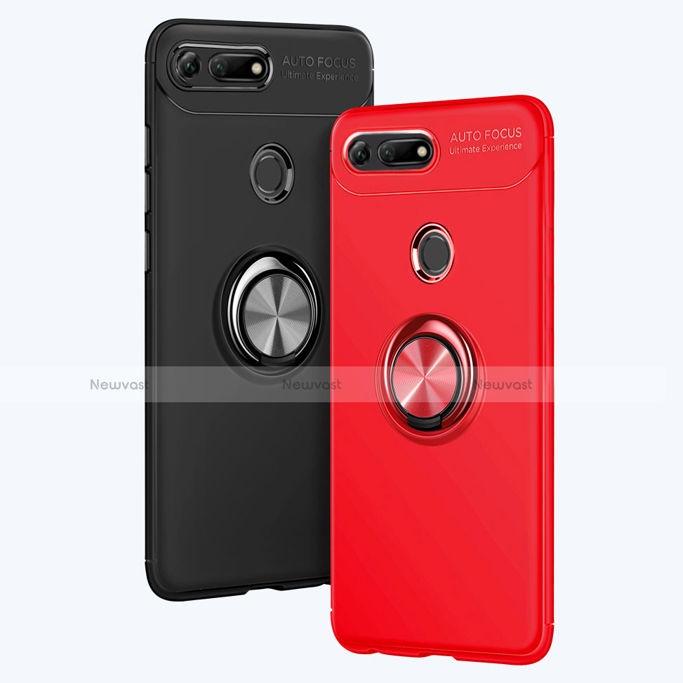 Ultra-thin Silicone Gel Soft Case Cover with Magnetic Finger Ring Stand A01 for Huawei Honor V20