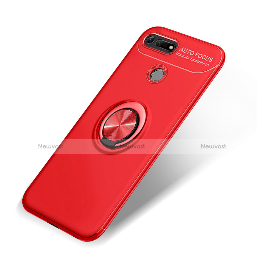 Ultra-thin Silicone Gel Soft Case Cover with Magnetic Finger Ring Stand A01 for Huawei Honor View 20 Red