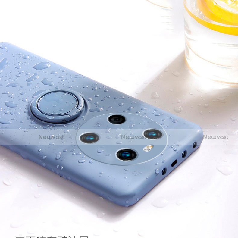 Ultra-thin Silicone Gel Soft Case Cover with Magnetic Finger Ring Stand A01 for Huawei Mate 40